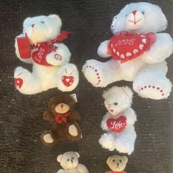 Set Of 6 Plush Bear Toys Different Sizes Valentine’s Day Love Gift