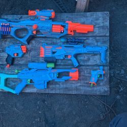  3 Nerf Rifles 2 Two Nerf Pistols 3 Extra Attachments 