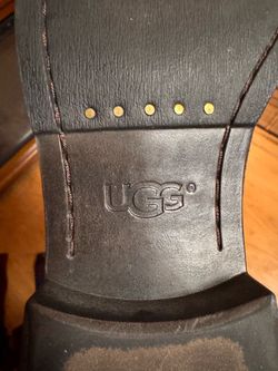 UGG Brown Leather Moto Boots with Buckle Straps
