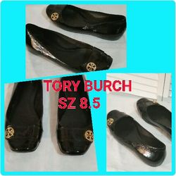 Tory Burch black patent leather flats Sz 8.5