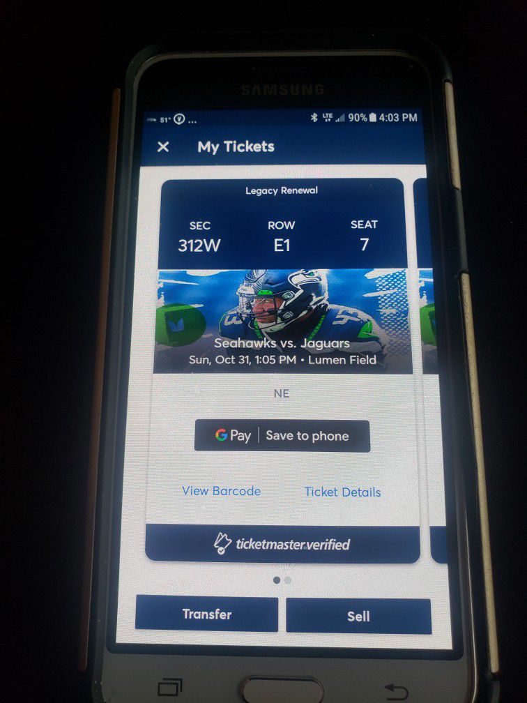 Seahawk Tickets (2) for Sale