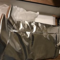 Fashion Nova Knee High Silver Boots /Heels