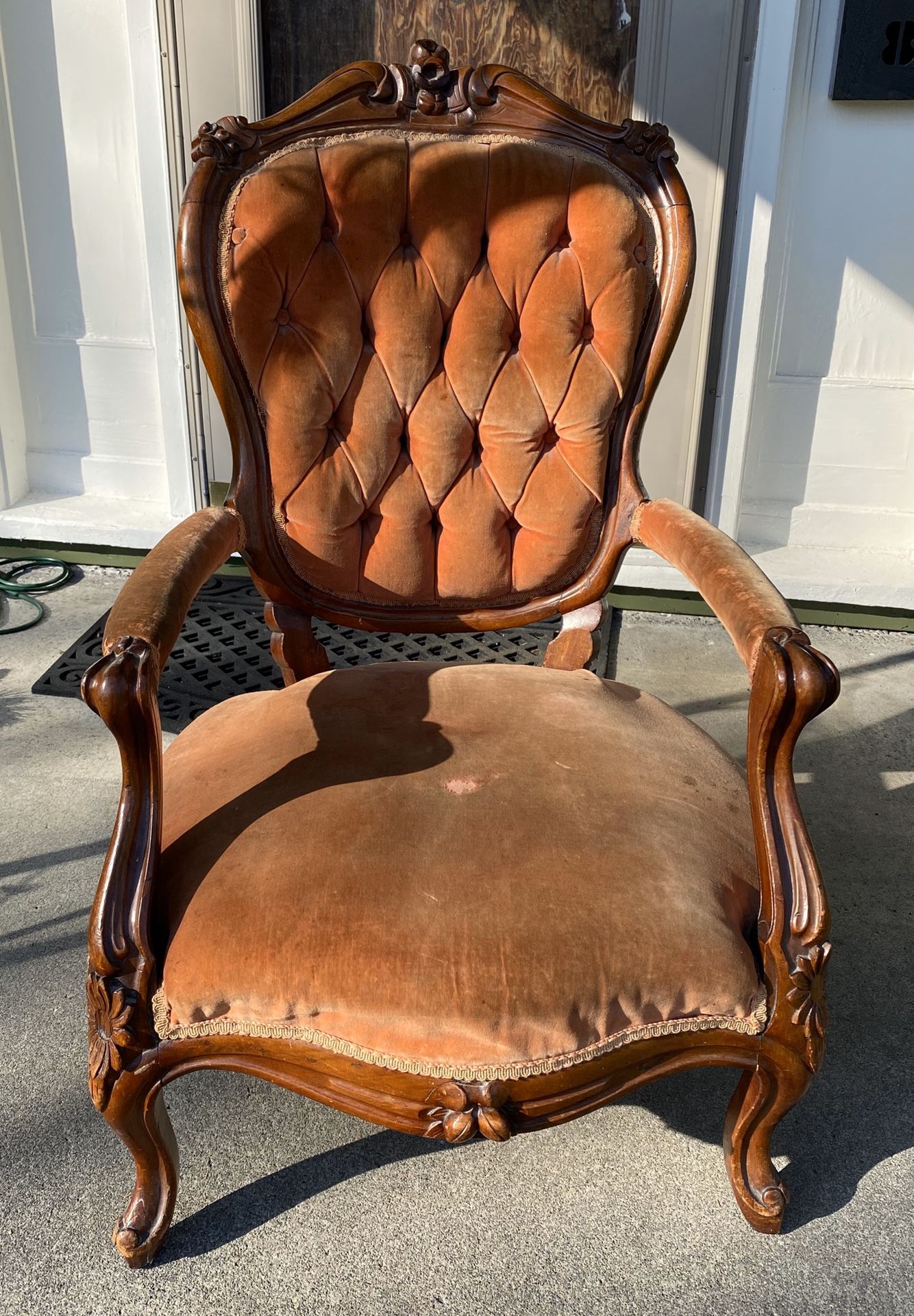 Antique carved back parlor chair