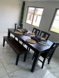 Dining table with 4 chairs /one dinning bench .