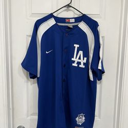 Vintage LA Dodgers Nike Team Button Up Embroidered Jersey