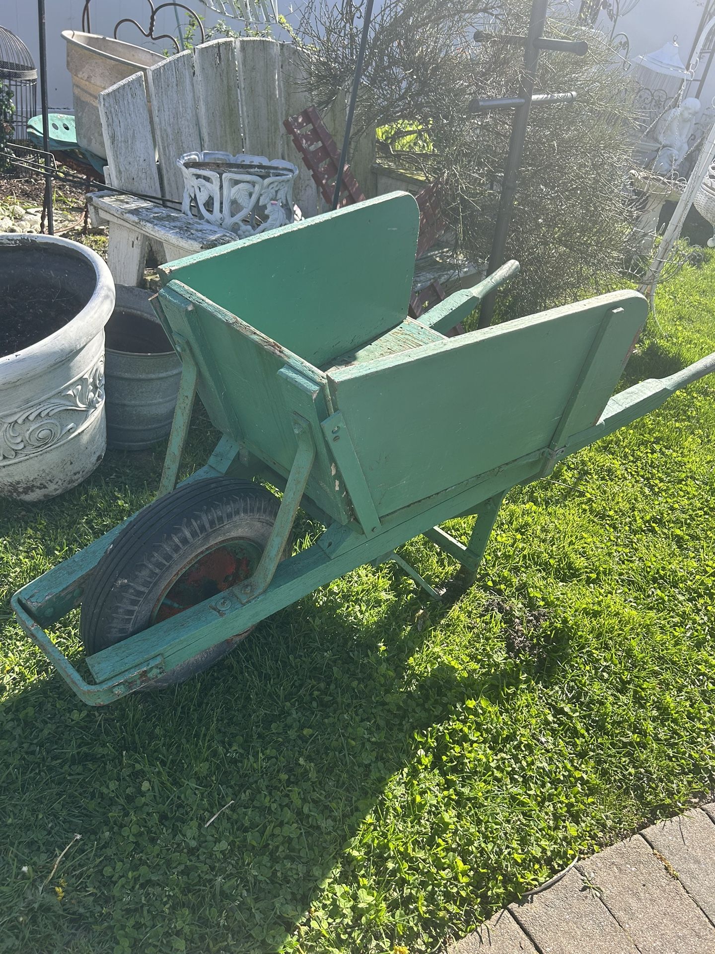 Vintage Wooden Wheelbarrow