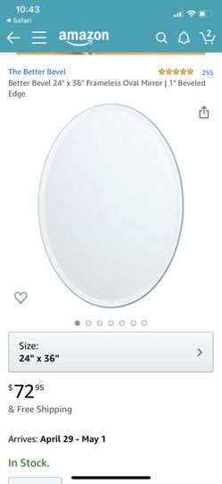 Oval bathroom mirror 24” x 36” / Espejo de baño ovalado