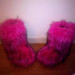 Pink Fuzzy Boots Size 9