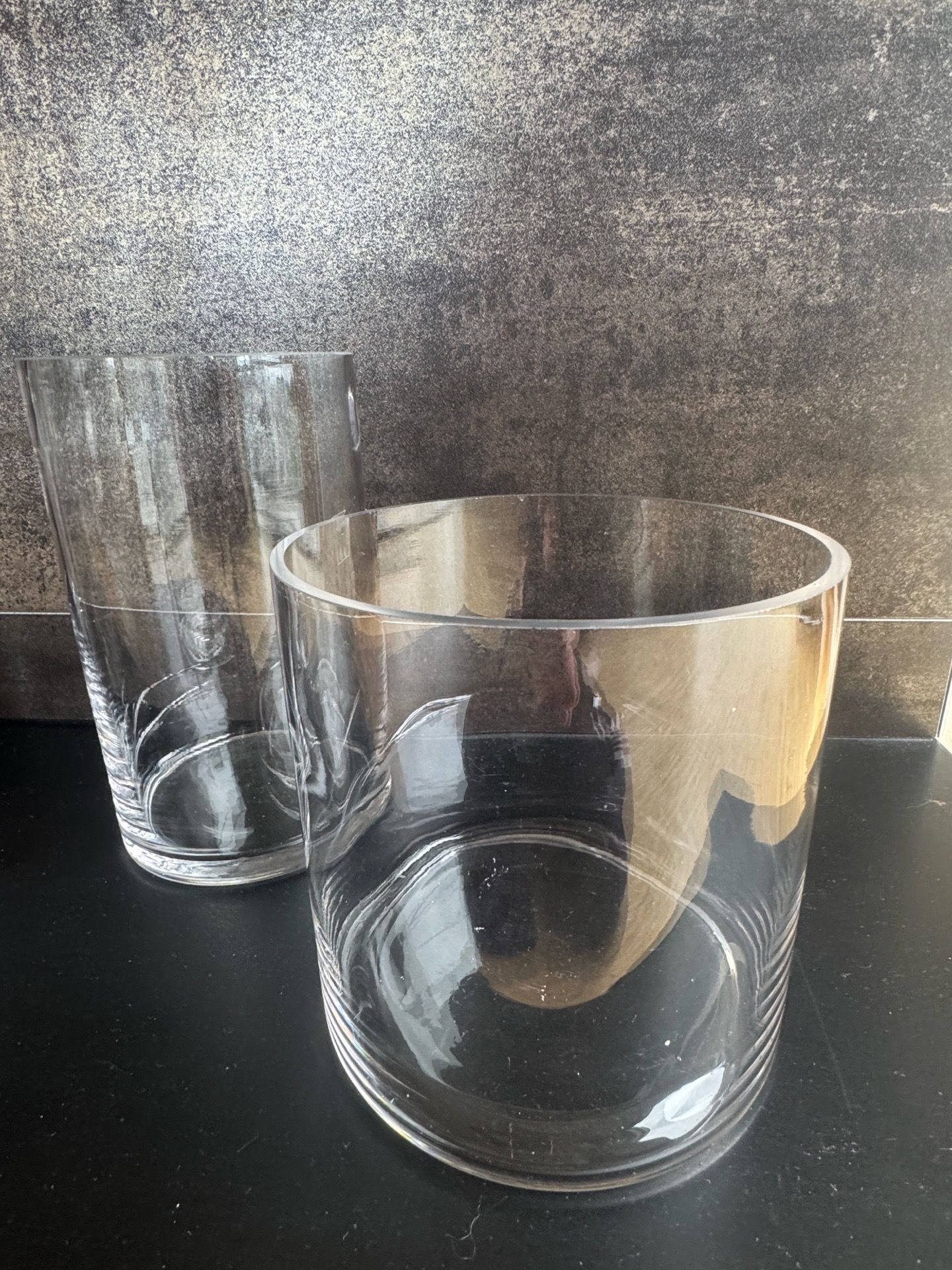 Clear glass vases