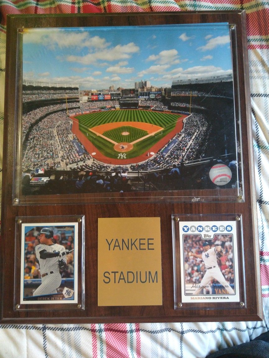 Yankee Stadium Picture, With Derek Jeter,And Mariano Rivera Topps Cards
