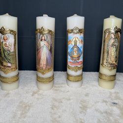 Religious San Judas, virgen San Juan de Los candle for celebration ,weddings Lagos, Jesus, virgin Guadalupe Candles individual prices Decor