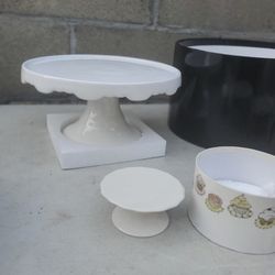 White Ceramic Cake Stands Set