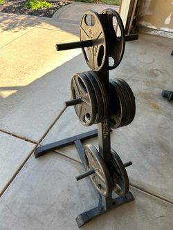 Weight Plate Tree Rack w/ Plates