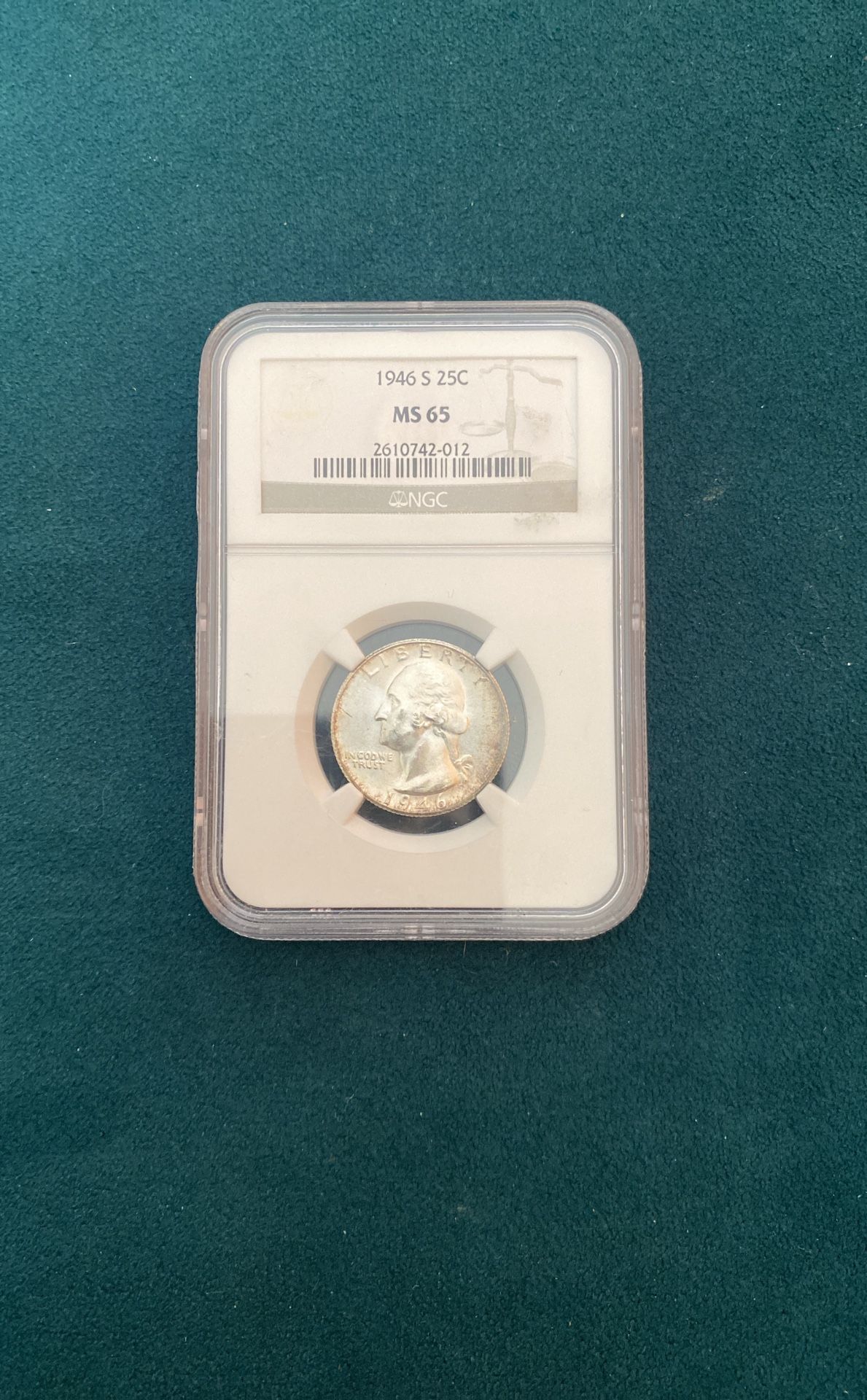 1946 S Washington Quarter NGC MS65