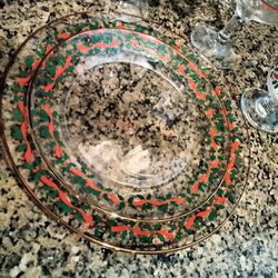 Vintage Glass Christmas Dishes From The '70s Perfect Never Been Used Glass