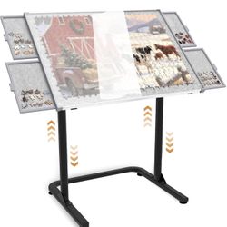 Jigsaw Puzzle Table 1500 Pieces, 25"-30" Adjustable Height Puzzle Table with Drawers & Cover - 90° Tilt Top, Under-Sofa Design, Aluminum Frame, Ideal