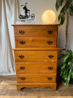 Vintage Maple Highboy Dresser
