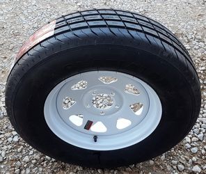 14" Gladiator Trailer Tire 205-75-14D 14x5.5 5 Lug White Spoke Wheel

