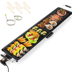 COSTWAY 39.5” Electric Griddle with 2 Nonstick Surfaces, Adjustable Temperature & Insulated Handles