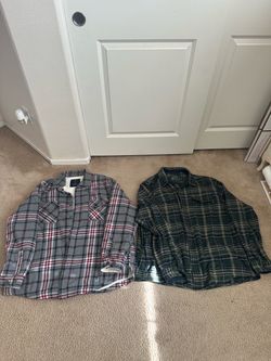 Two Men's Plaid Flannel Shirts