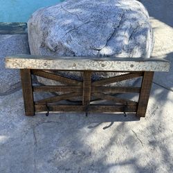 Rustic Wall-Mounted Shelf with Metal Top & Coat Hooks – Farmhouse Style