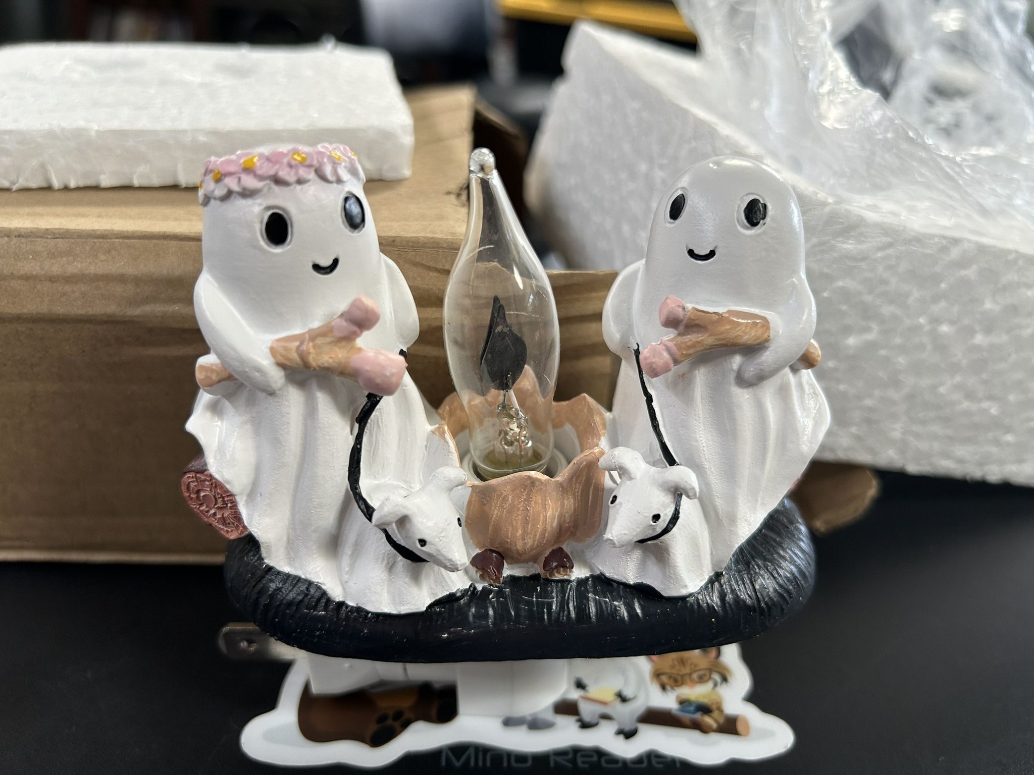 Halloween Ghost With Dogs Campfire Nightlight