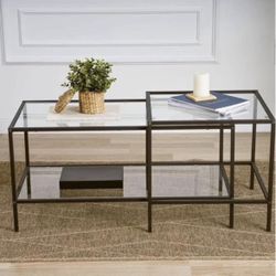 🖤✨ Modern Glass Coffee Table Set – 2-Piece Nesting Tables – NEW – $25 ✨🖤  📍 Pickup Location: s. Durango & 215 near IKEA  Upgrade your living room w