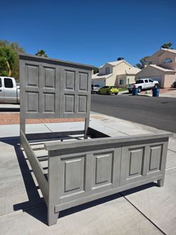 Queen Grey Wood Bed Frame Free Delivery included