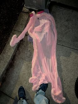 Pink Faux Fur Trim Long Coat