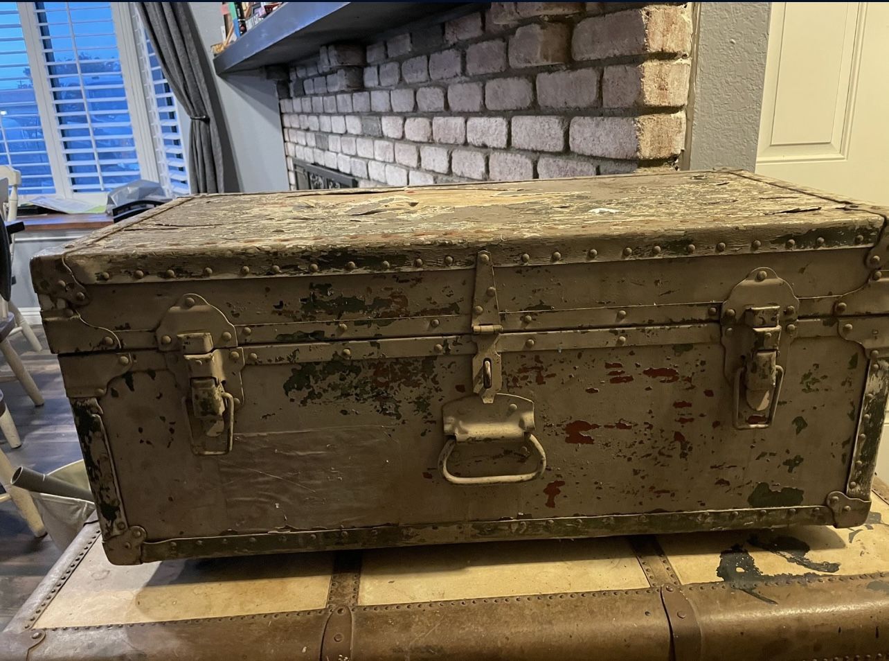 Antique Metal Foot Locker