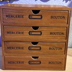 Rustic Wooden Desktop Organizer – Like New (4 Drawers)