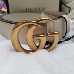 Gucci White GG Marmont 1.5" Belt