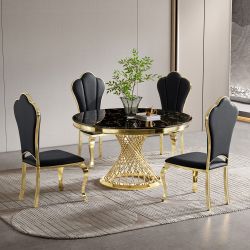 Table Black Marble top 20 mm Stainless steel gold finish. New Especial price