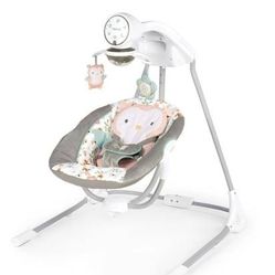 Ingenuity InLighten Baby Swing 5-Speed Swivel Infant Seat Natur