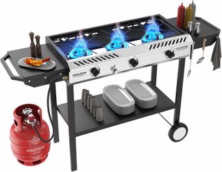 ROVSUN 3-Burner Outdoor Propane Gas Stove – 225,000 BTU Outdoor Cooker