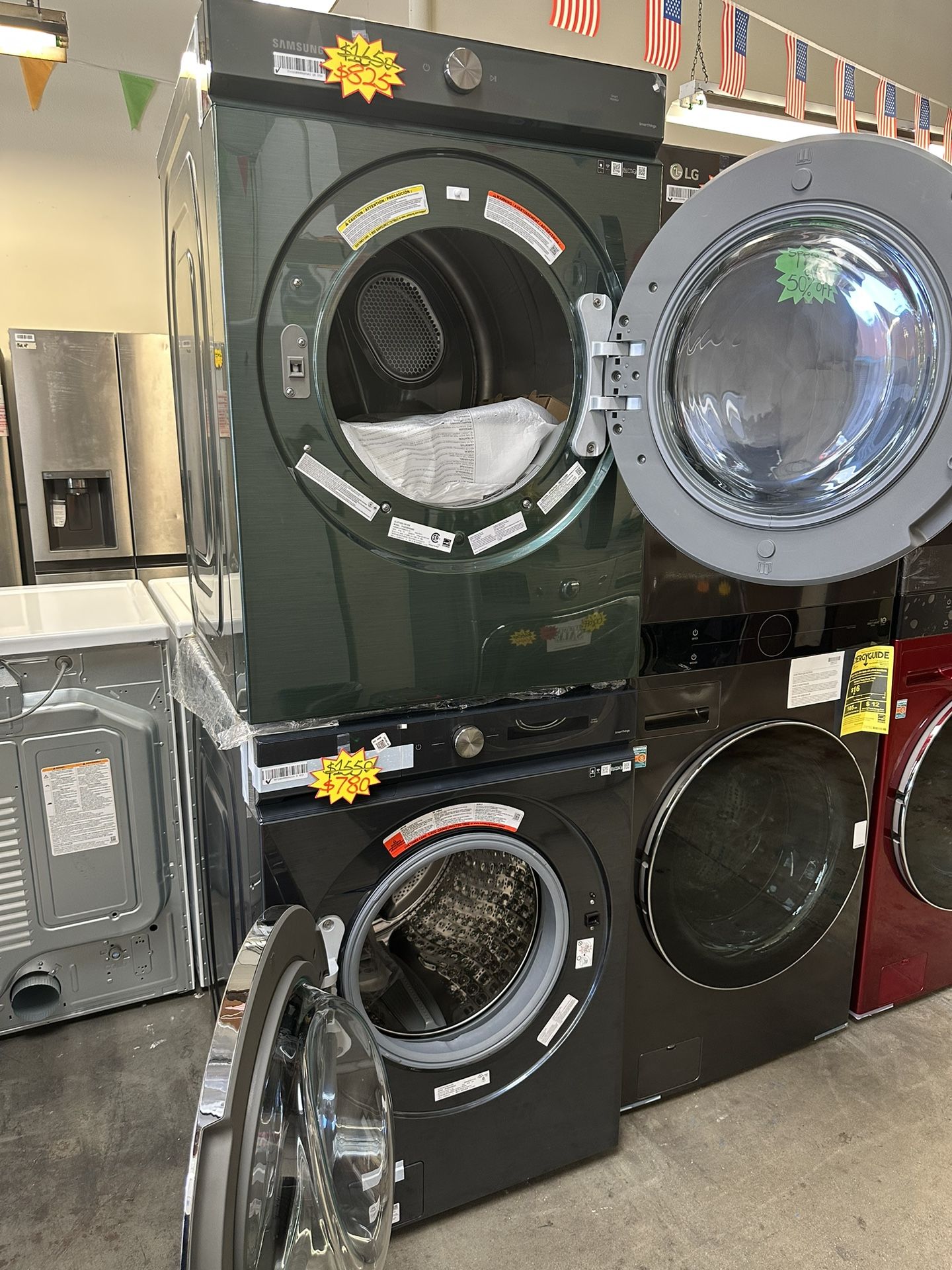 5.3 cu.ft Large Front Load Washer and 7.6 cu.ft Gas Dryer