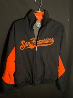 VINTAGE Majestic San Francisco Giants MLB Authentic Jacket Black Orange Size S