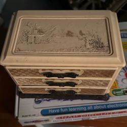 1950s Oriental Faux Ivory  Jewelry Box