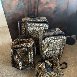 Pierre Cardin Leopard Print Luggage Set