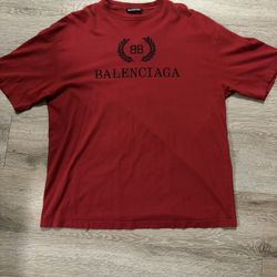 Authentic Balenciaga T-Shirt Laurel BB Logo Burgundy size S