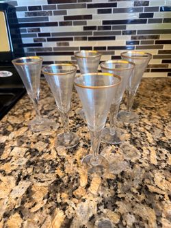 Set of 6 Gold Rim Champagne Flutes