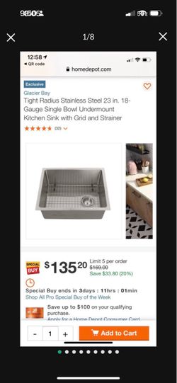 23x18x9 UNDERMOUNT KITCHEN STAINLESS SINK NEW