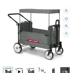 Radio Flyer Compass Kid & Cargo Stroll ‘N Wagon®, Gray Push and Pull Folding Fabric Wagon, for Kids 1 Year and up