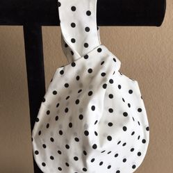 White • Black Polka Dot Wristlet 