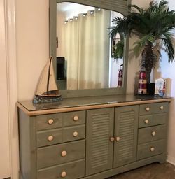 Bedroom Set (Long Dresser w/ Mirror, Tall Dresser & Armoire) (7 pictures posted)