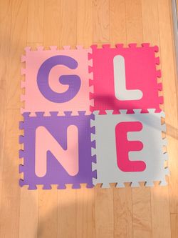 36-Piece Foam Play Mat Floor Tiles - Pink & Grey (74”x74”)