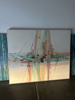 Large Scale Modernist Abstract Watercolor in Acrylic Frame