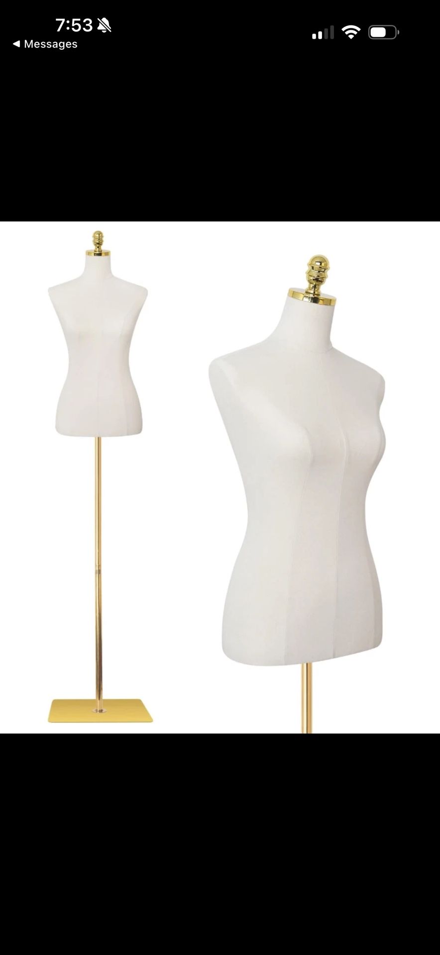 SHAREWIN Female Mannequin, High-Stability Golden Metal Stand, Adjustable Height
