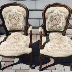 Vintage French Louis XV Floral Tapestry Chair Chateau Dax Italian made
