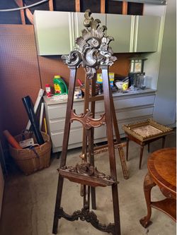 Antique Ornate Wooden Easel